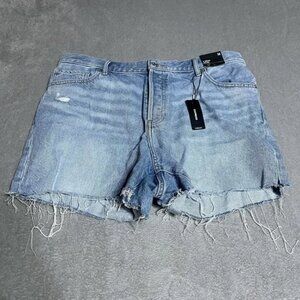 Express Denim‎ Shorts Womens 14 Mid Rise Rigid Jean Shorts 4" Inseam Raw Hem